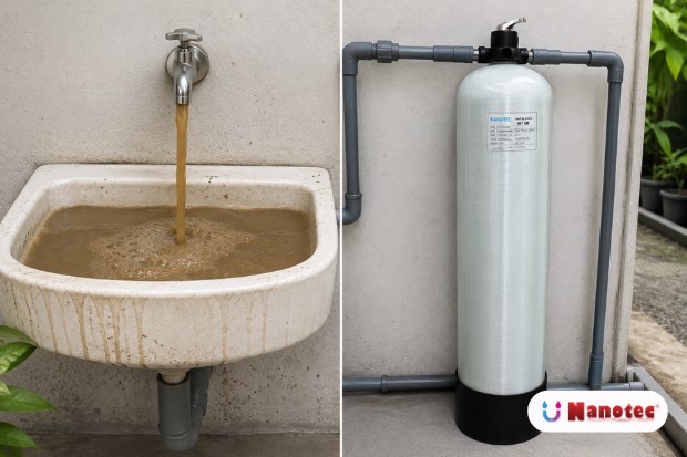 Solusi air bersih dengan Filter Air Nanotec membantu mengatasi air keruh pada wastafel rumah.